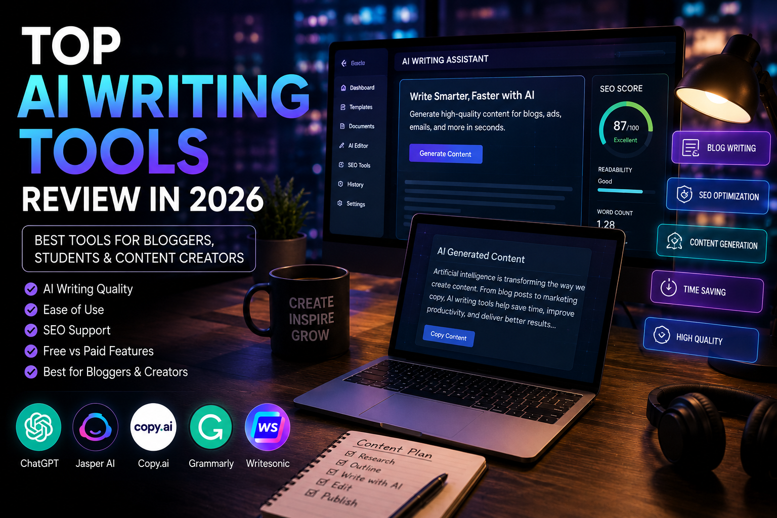 Top AI Writing Tools Review in 2026